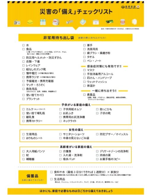 災害の『備え』チェックリスト